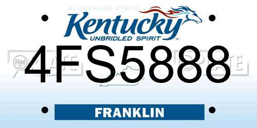 4FS5888 Kentucky License Plate