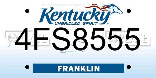4FS8555 Kentucky License Plate
