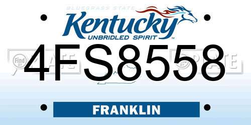 4FS8558 Kentucky License Plate