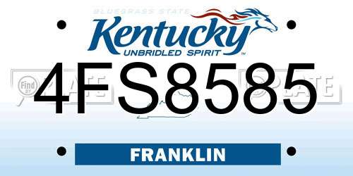 4FS8585 Kentucky License Plate