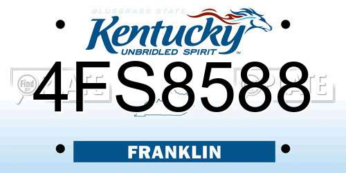 4FS8588 Kentucky License Plate