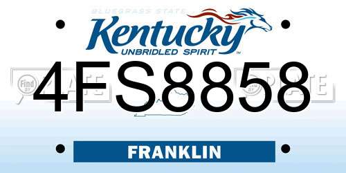 4FS8858 Kentucky License Plate