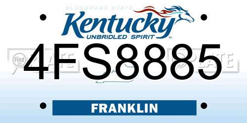 4FS8885 Kentucky License Plate