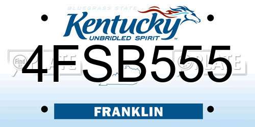 4FSB555 Kentucky License Plate