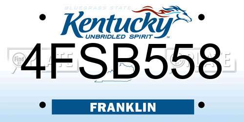 4FSB558 Kentucky License Plate
