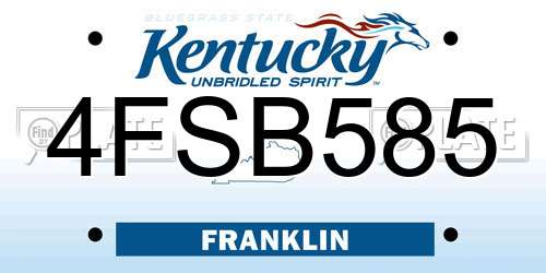 4FSB585 Kentucky License Plate