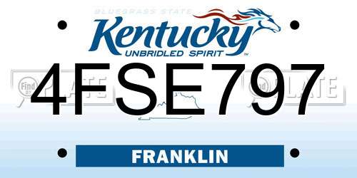4FSE797 Kentucky License Plate