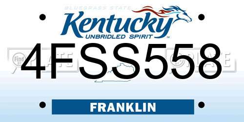 4FSS558 Kentucky License Plate