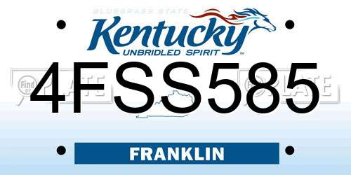 4FSS585 Kentucky License Plate