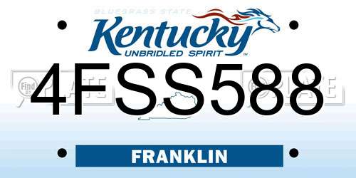 4FSS588 Kentucky License Plate