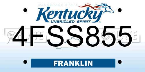 4FSS855 Kentucky License Plate