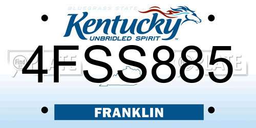 4FSS885 Kentucky License Plate
