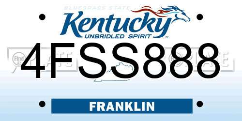 4FSS888 Kentucky License Plate