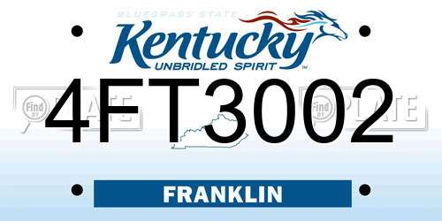 4FT3002 Kentucky License Plate
