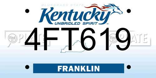 4FT619 Kentucky License Plate
