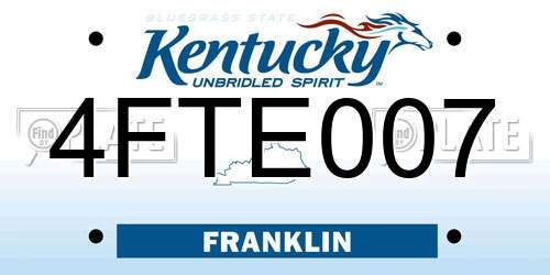 4FTE007 Kentucky License Plate