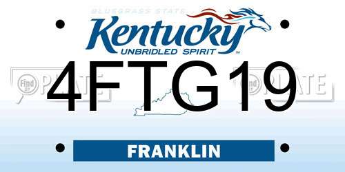 4FTG19 Kentucky License Plate