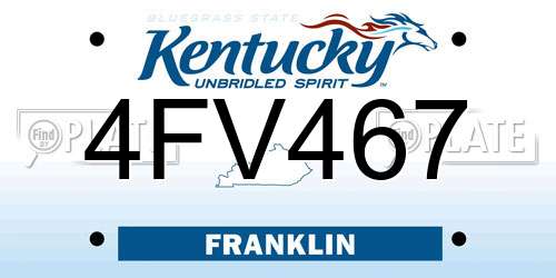 4FV467 Kentucky License Plate