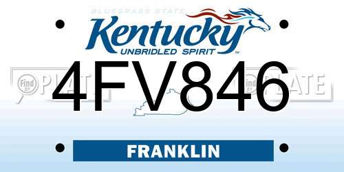 4FV846 Kentucky License Plate