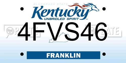 4FVS46 Kentucky License Plate