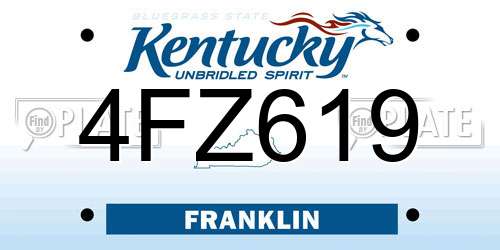 4FZ619 Kentucky License Plate