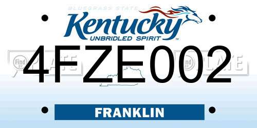 4FZE002 Kentucky License Plate