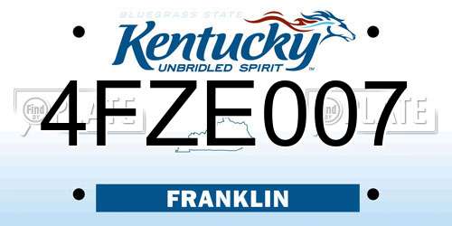 4FZE007 Kentucky License Plate