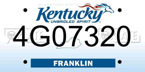 4G07320 Kentucky License Plate