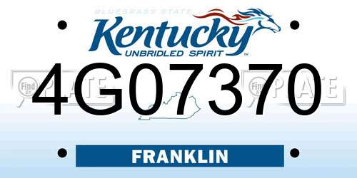 4G07370 Kentucky License Plate