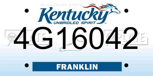 4G16042 Kentucky License Plate