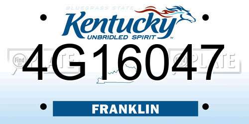 4G16047 Kentucky License Plate