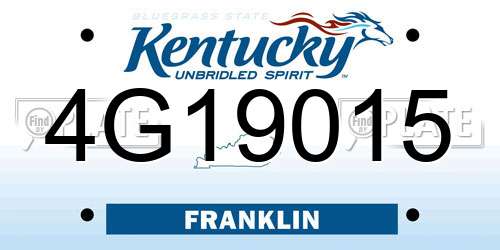 4G19015 Kentucky License Plate