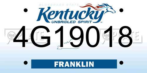 4G19018 Kentucky License Plate