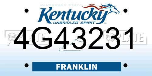 4G43231 Kentucky License Plate
