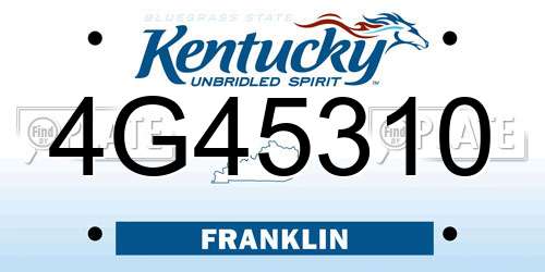 4G45310 Kentucky License Plate