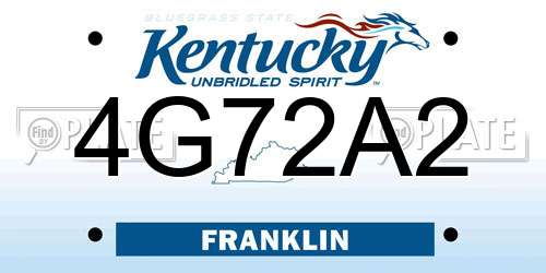 4G72A2 Kentucky License Plate