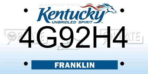 4G92H4 Kentucky License Plate