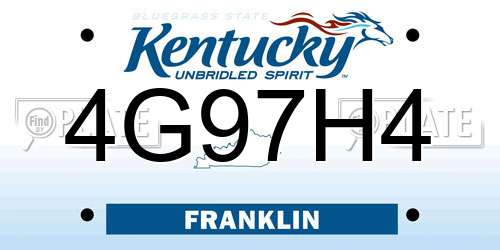 4G97H4 Kentucky License Plate