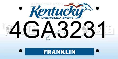 4GA3231 Kentucky License Plate