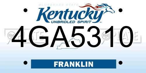 4GA5310 Kentucky License Plate