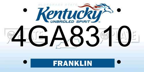 4GA8310 Kentucky License Plate