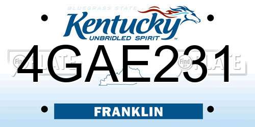 4GAE231 Kentucky License Plate
