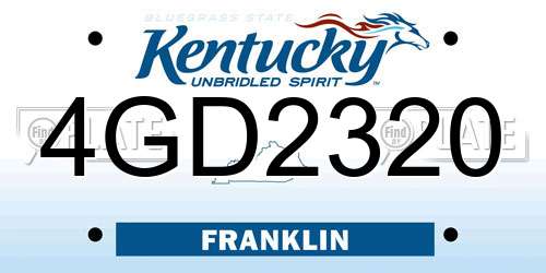4GD2320 Kentucky License Plate