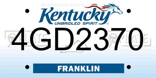4GD2370 Kentucky License Plate