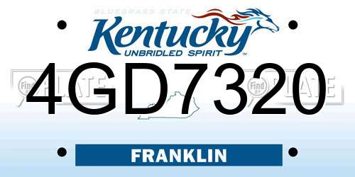 4GD7320 Kentucky License Plate