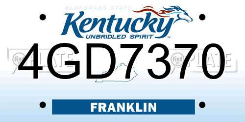 4GD7370 Kentucky License Plate