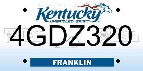 4GDZ320 Kentucky License Plate
