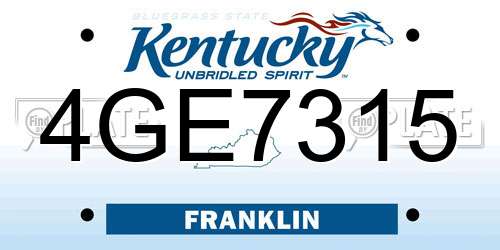 4GE7315 Kentucky License Plate