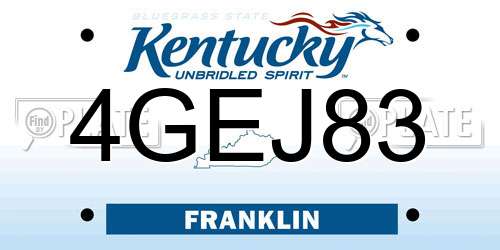 4GEJ83 Kentucky License Plate