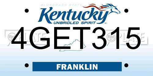 4GET315 Kentucky License Plate